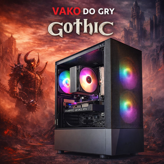 Komputer do gier Battlefield 6 VAKO AMD Ryzen 5 5600 32GB RTX 5060 1TB 600W  W11Pro czarna